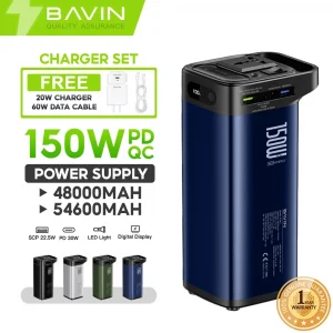 AVIN PC021 48000mah/54600mAh 150W Portable Power Supply Powerbank 22.5W w/ LED Light & Display