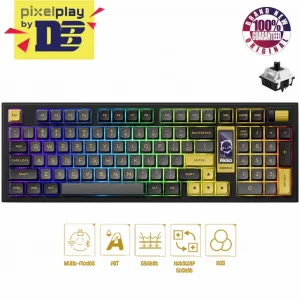 Akko 5098B Black & Gold Multi-Mode RGB Hot-Swappable Mechanical Keyboard with 1.47" LCD Screen