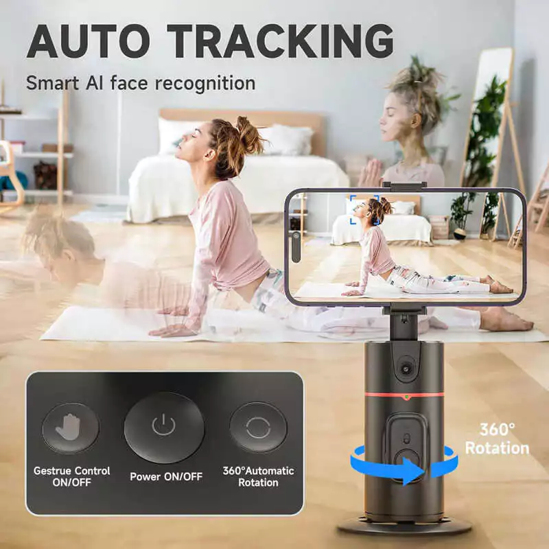 Auto P Face Tracking Tripod No App Required Rotation Body Phone Camera Mount With Detachable - Image 3