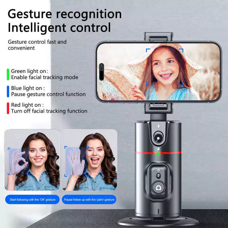 Auto P Face Tracking Tripod No App Required Rotation Body Phone Camera Mount With Detachable